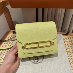 에르메스 Hermes Roulis 18cm Chevre R9 Jaune Bourgeon/gold