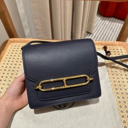 에르메스 Hermes Roulis 18cm Evercolor 2Z Blue Nuit/gold