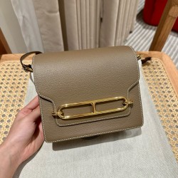 에르메스 Hermes Roulis 18cm Evercolor 18 Etoupe/gold