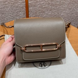 에르메스 Hermes Roulis 18cm Evercolor 18 Etoupe/Rose gold