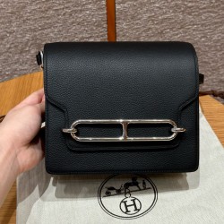 에르메스 Hermes Roulis 18cm Evercolor 89 Noir/silver