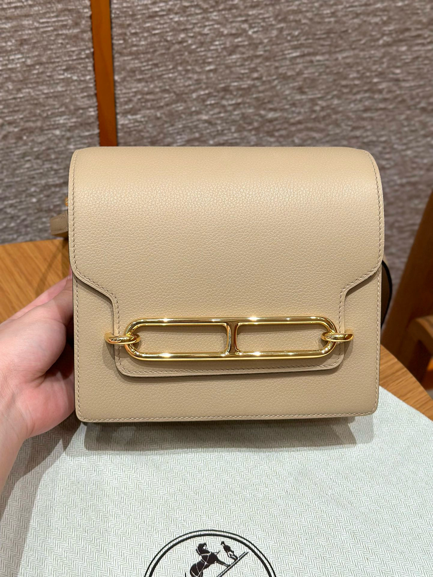 에르메스 Hermes Roulis 18cm Evercolor S2 Rench/gold