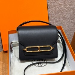 에르메스 Hermes Roulis 18cm Swift 89 Noir/Rose gold