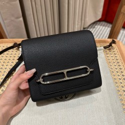 에르메스 Hermes Roulis 18cm Togo 89 Noir/silver
