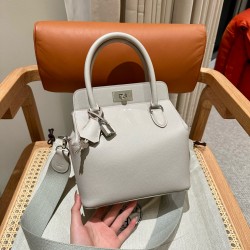 에르메스 Hermes Toolbox 20cm Evercolor 80 Pearl Gray/silver