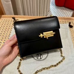에르메스 Hermes Verrou 17cm Box 89 Noir/gold