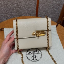 에르메스 Hermes Verrou 17cm Chèvre 10 Craie/gold