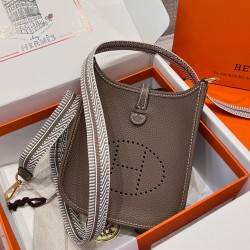 에르메스 Hermes Evelyne 16cm TC 18 Etoupe/gold