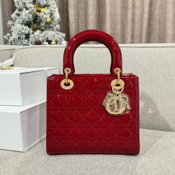 디올 Dior Lady 24cm 탑 핸들백 Wine red