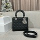 디올 Dior Lady 24cm 탑 핸들백 Black