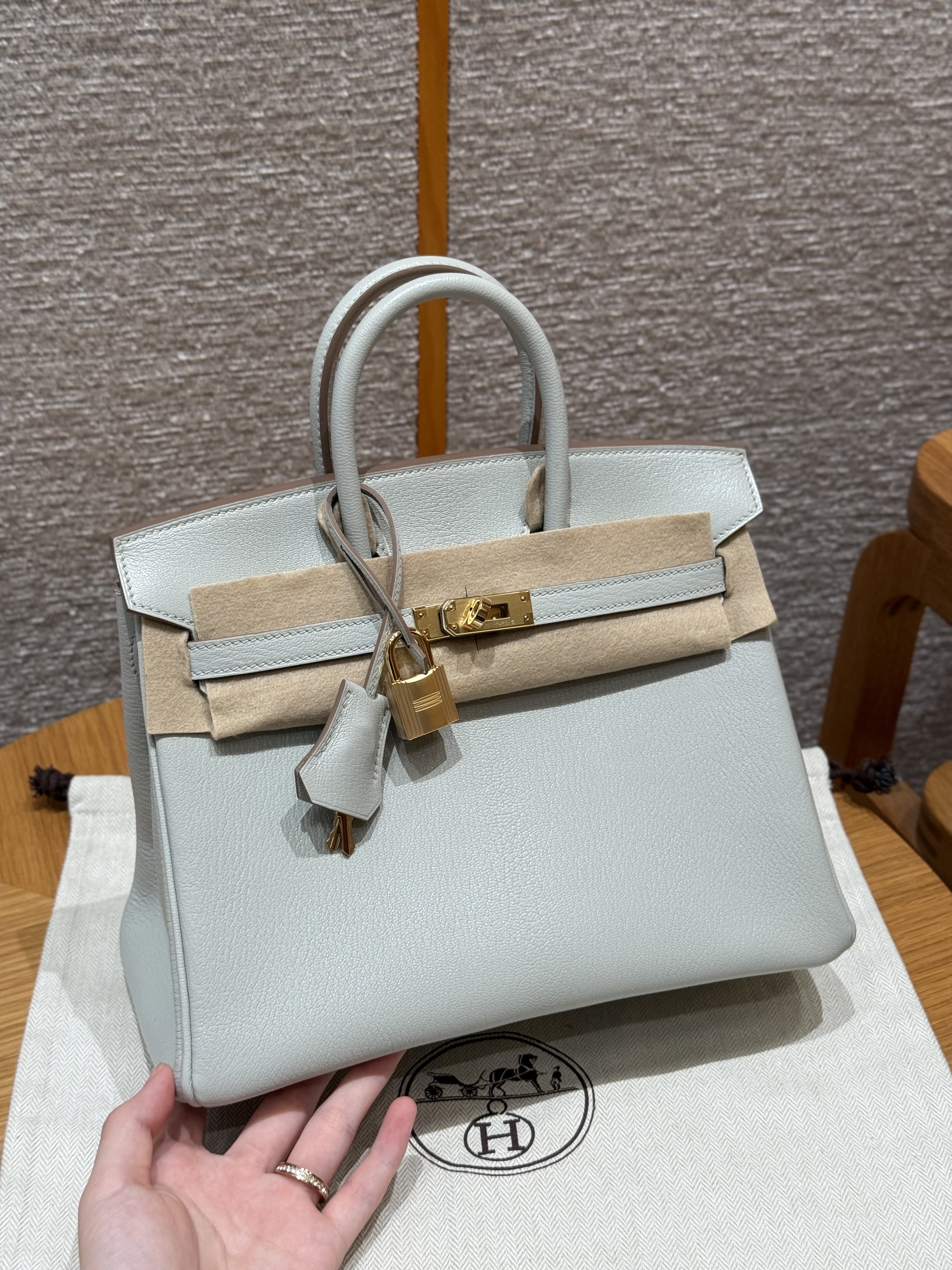 에르메스 Hermes Birkin 25cm Chèvre 80 Gris Perle/gold