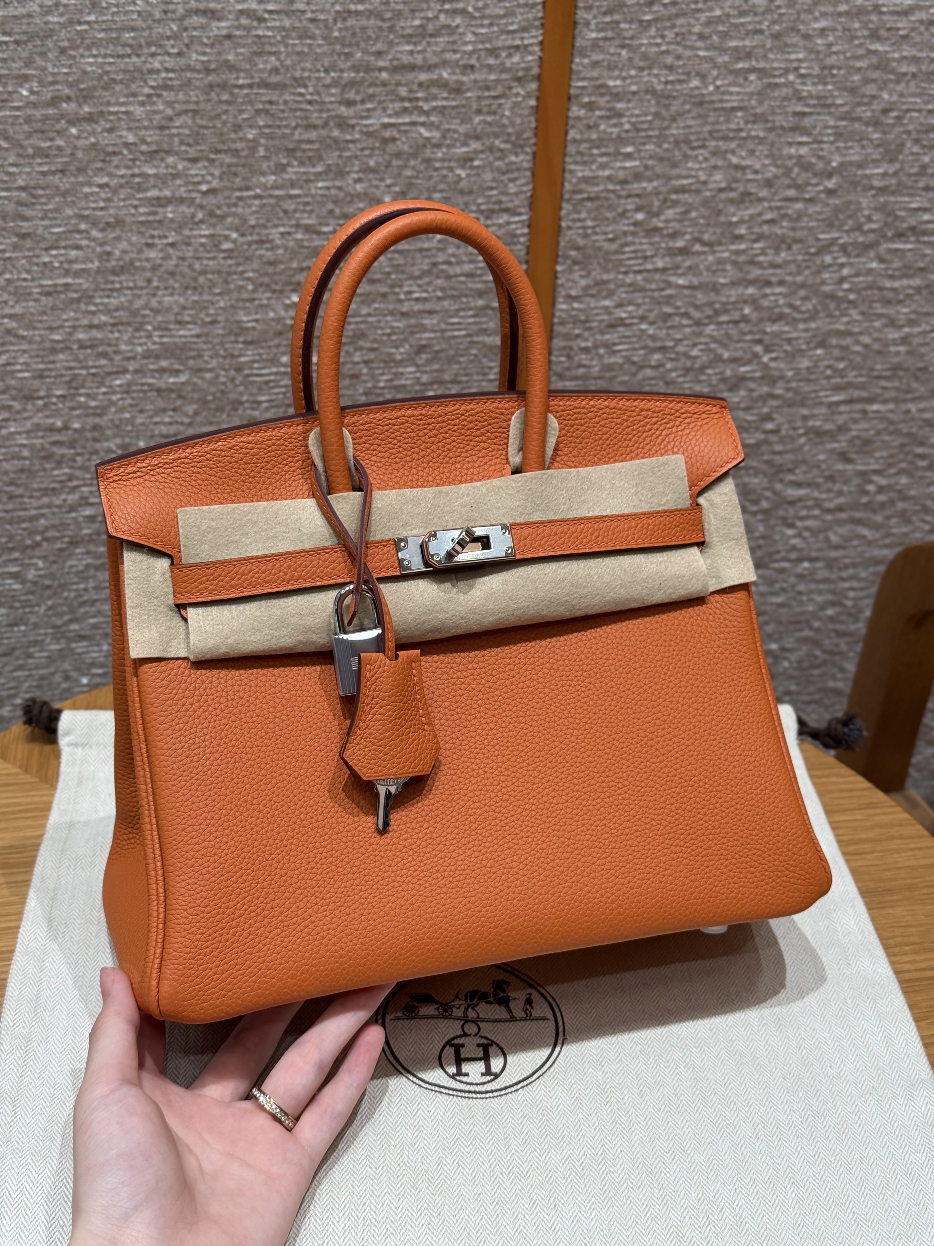 에르메스 Hermes Birkin 25cm Togo 93 Orange/silver