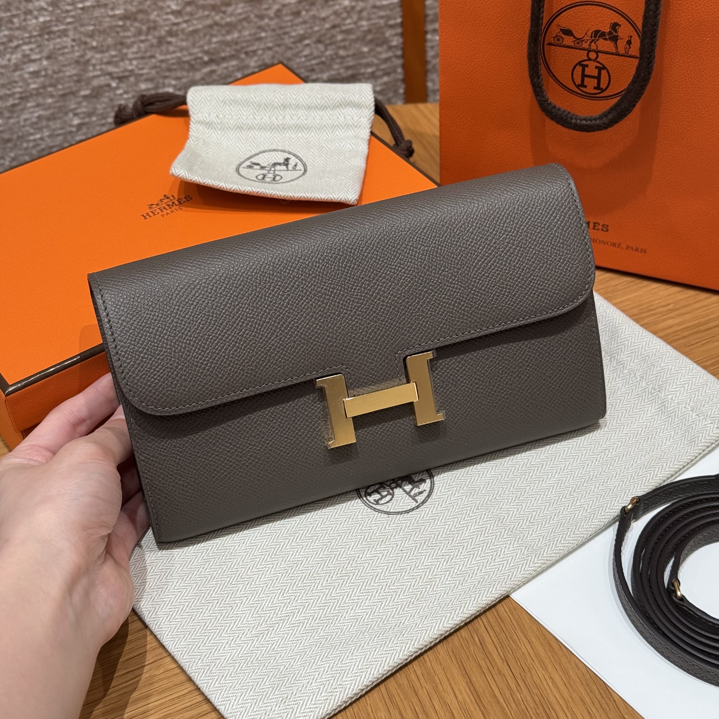 에르메스 Hermes Constance to go 20cm Epsom 8F Etain/gold
