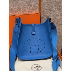 에르메스 Hermes Evelyne 29cm clemence T7 Blue Hydra/silver
