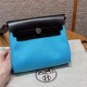 에르메스 Hermes Herbag mini 20cm canvas and cowhide blue riviera and Noir/silver