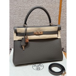 에르메스 Hermes Kelly 32cm Togo 8F Etain/Rose gold
