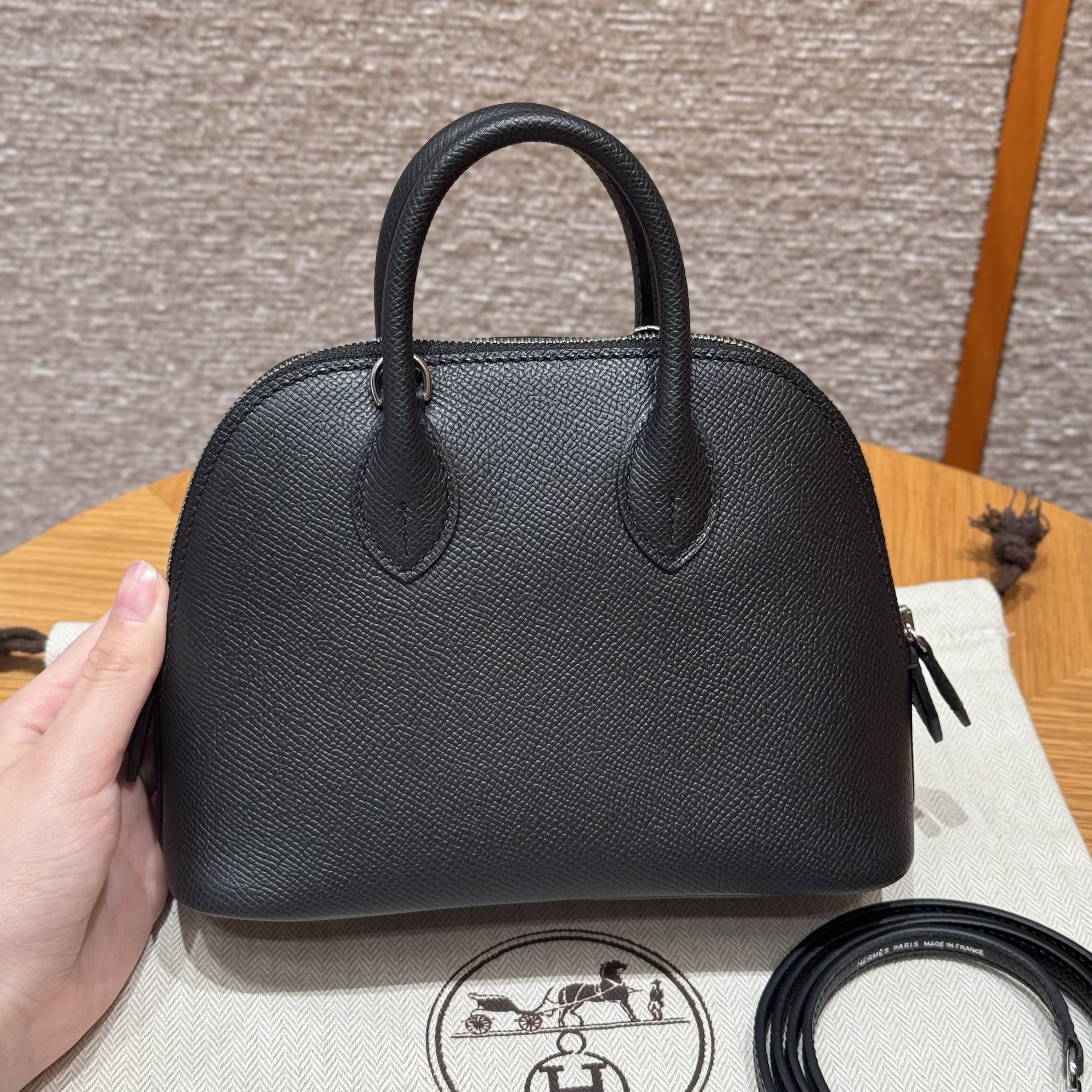 에르메스 Hermes Mini Bolide 18cm Epsom 89 Noir/silver