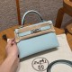 에르메스 Hermes Mini Kelly 19cm Epsom U2 Blue zephyz/silver