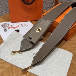 에르메스 Hermes Kelly Pocket strap Epsom and Swift 18 Etoupe/gold
