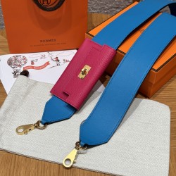 에르메스 Hermes Kelly Pocket strap Epsom and Swift L3 Rose purple and 0F Blue Frida/gold