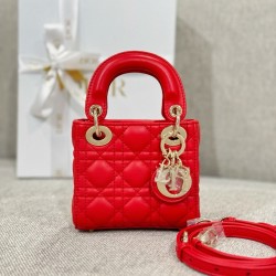 디올 Dior Lady Dior Micro Bag Red 12cm