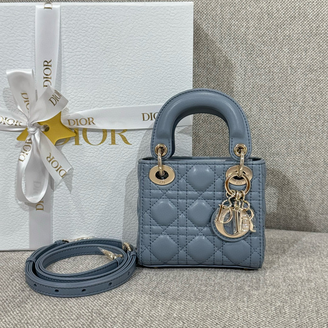 디올 Dior Lady Dior Micro Bag blue 12cm