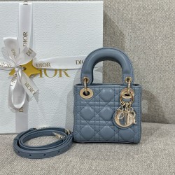 디올 Dior Lady Dior Micro Bag blue 12cm