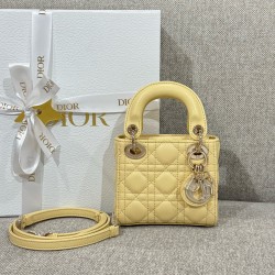 디올 Dior Lady Dior Micro Bag yellow 12cm