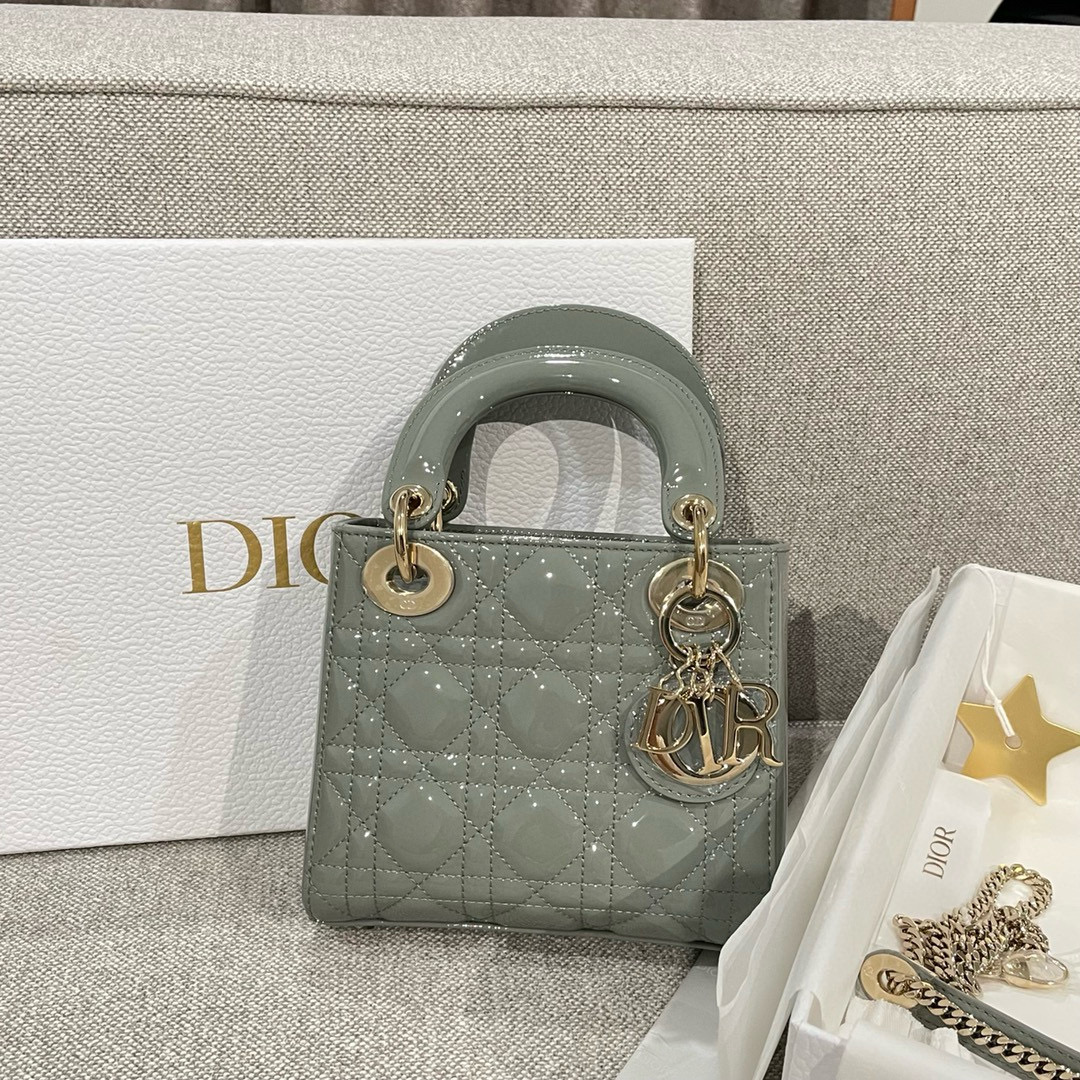 디올 Dior Mini Lady Dior Bag grey 17cm