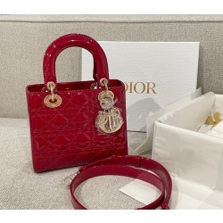 디올 Dior Small Lady Dior Bag Wine red 20cm