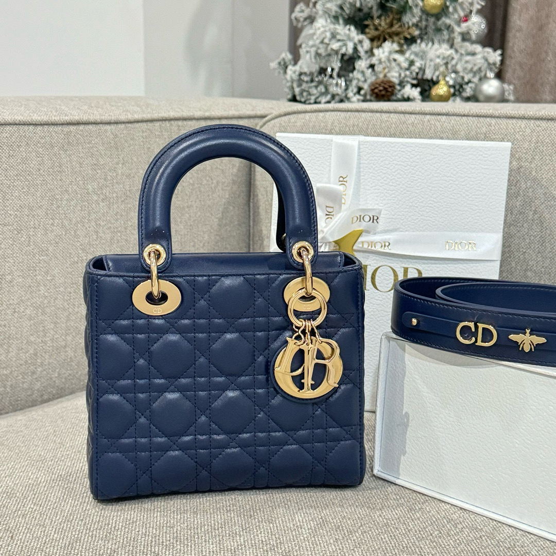디올 Dior Small Lady Dior Bag blue 20cm