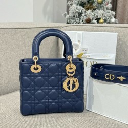 디올 Dior Small Lady Dior Bag blue 20cm