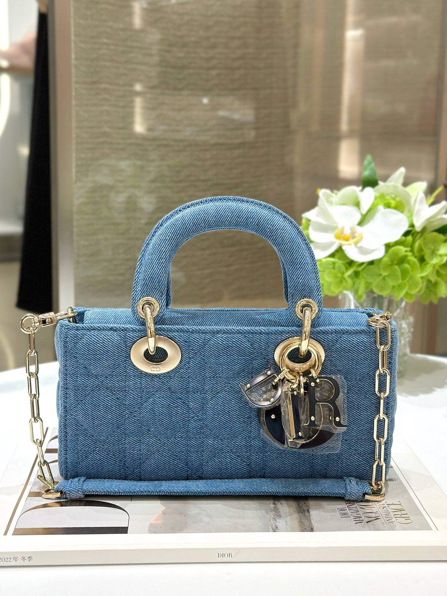 디올 Dior Small Lady D-Joy Bag blue 22cm