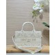 디올 Dior Mini Dior Book Tote with Strap Gold Tone White Butterfly Zodiac 21.5cm