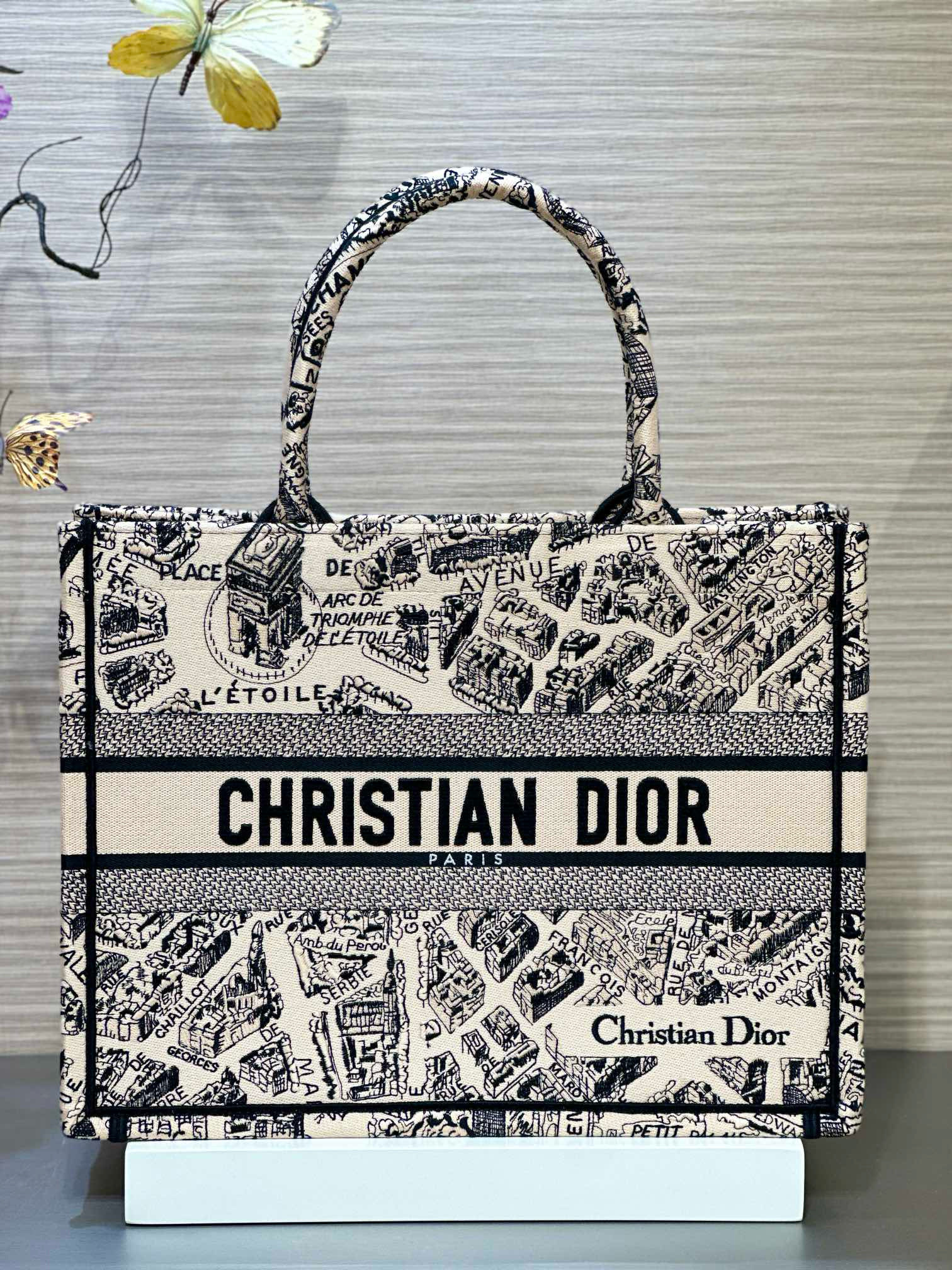 디올 Dior Medium Dior Book Tote Beige Plan de Paris Embroidery 36.5cm