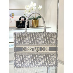 디올 Dior Medium Dior Book Tote Oblique Jacquard Gray 36.5cm