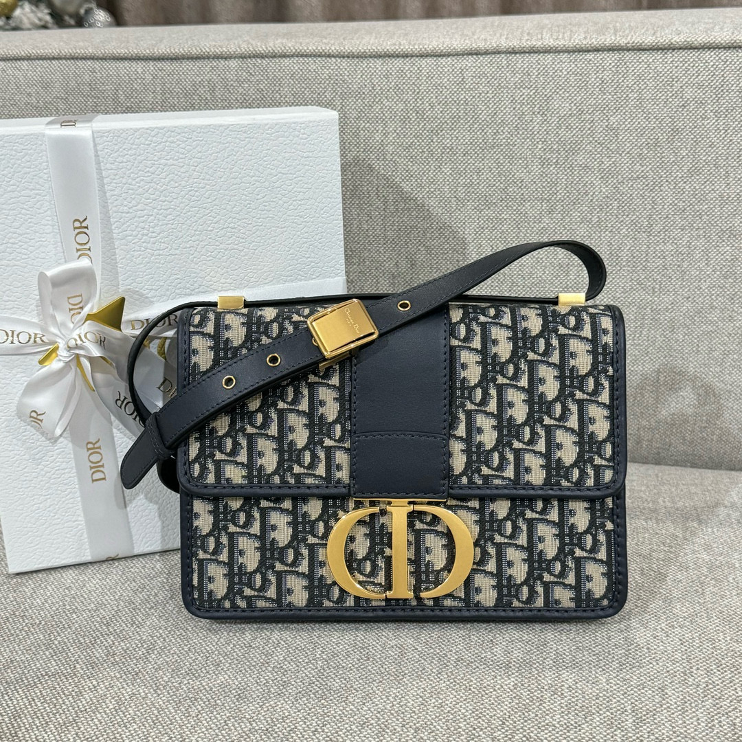 디올 Dior 30 Montaigne Bag Oblique Jacquard Blue 24cm