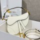 디올 Dior Mini Saddle Bag with Strap White 19cm