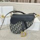 디올 Dior Medium Soft Saddle Bag with Strap Oblique Jacquard Blue 24cm