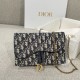 디올 Dior Saddle Pouch with Chain Oblique Jacquard Blue 22cm