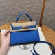 에르메스 Hermes Mini Kelly 19cm Chèvre T7 Blue Hydra/silver