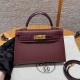 에르메스 Hermes Mini Kelly 19cm Madame and Matte Alligator 55 Rouge H and 57 Bordeaux/gold