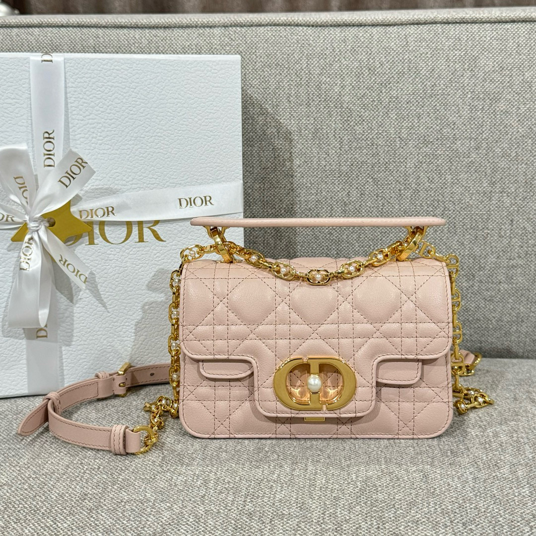 디올 Dior Mini Dior Jolie Top Handle Bag Pink 19cm
