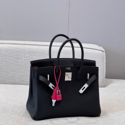 에르메스 Hermes Brikin 30cm Germany Leather 89 Noir and 0D Rose Maxico/silver