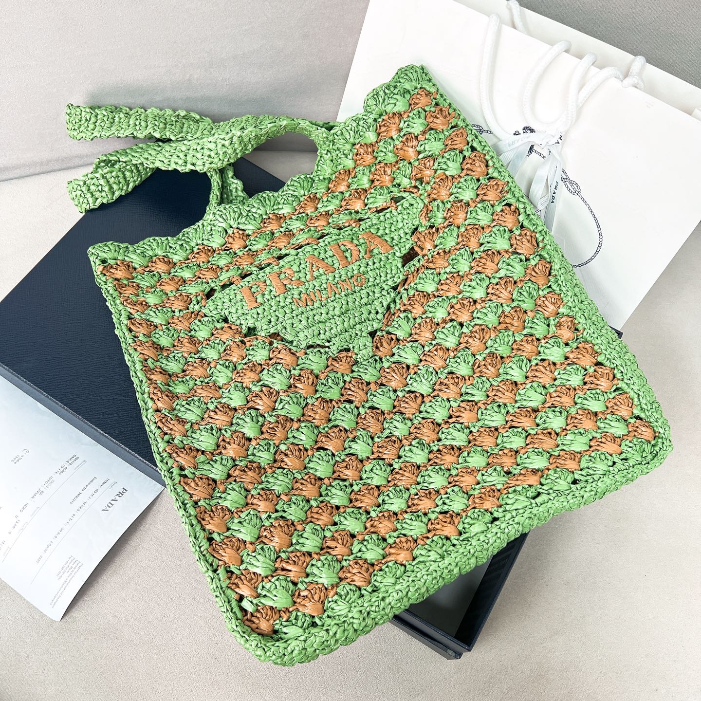프라다 Prada 1BG393 크로셰 토트 백 38cm