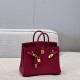 에르메스 Hermes Brikin 25cm Swift K1 Rouge grenat/gold