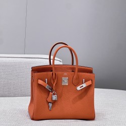에르메스 Hermes Brikin 30cm Germany Leather 93 Orange/silver