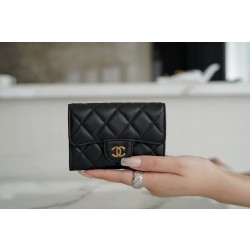샤넬 Chanel Classic Flap Card Holder Black gold 11.5cm