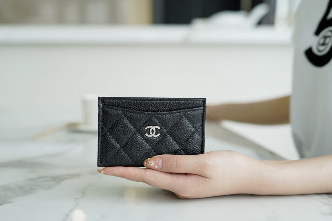 샤넬 Chanel Classic Card Holder Black silver 11.5cm
