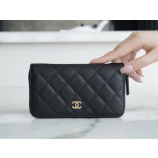 샤넬 Chanel Classic Long Zipped Wallet Black gold 15cm